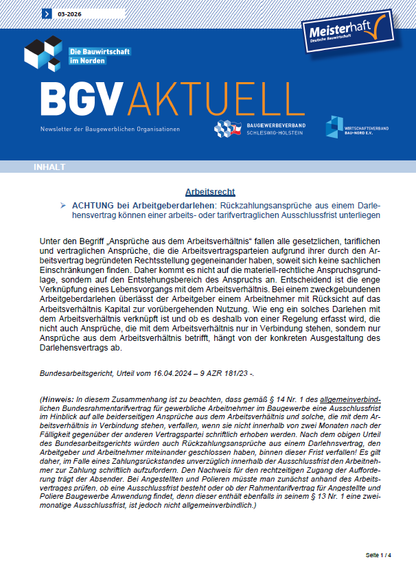 Cover BGV Newsletter