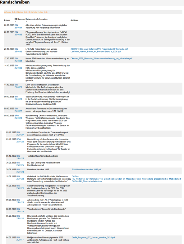Rundschreiben-Überblick 07 2025